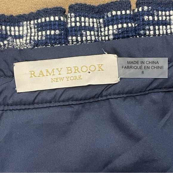 Ramy Brook Shawni Ruffle Chain Trim Metallic Stripe Tweed Mini Skirt Size 8 NWOT - Picture 8 of 11